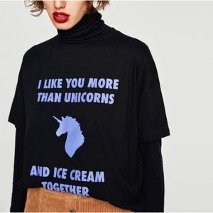 ZARA Slogan Unicorn T-shirt